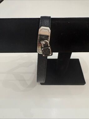 My Flat in London Love Locks Choker Black Leather Silver Padlock Necklace